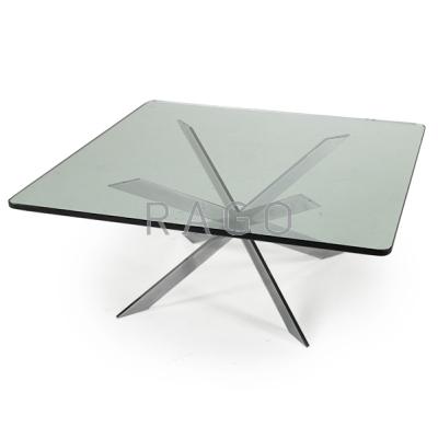 Appraisal: LEON ROSEN PACE Coffee table USA s Glass and chromed