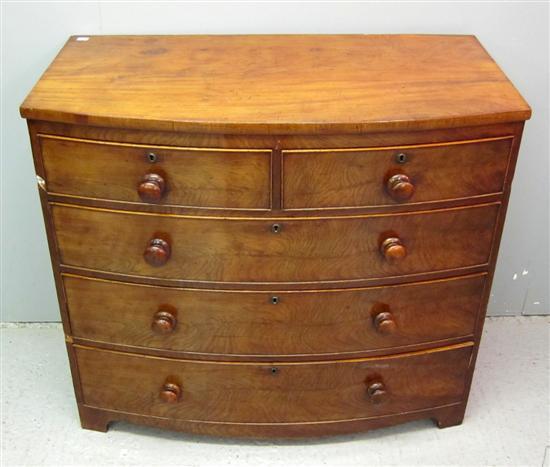 Appraisal: th century mahogany bow front chest two over three drawers