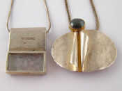 Appraisal: Two stylish silver pendants on chains both by Paula Bolton