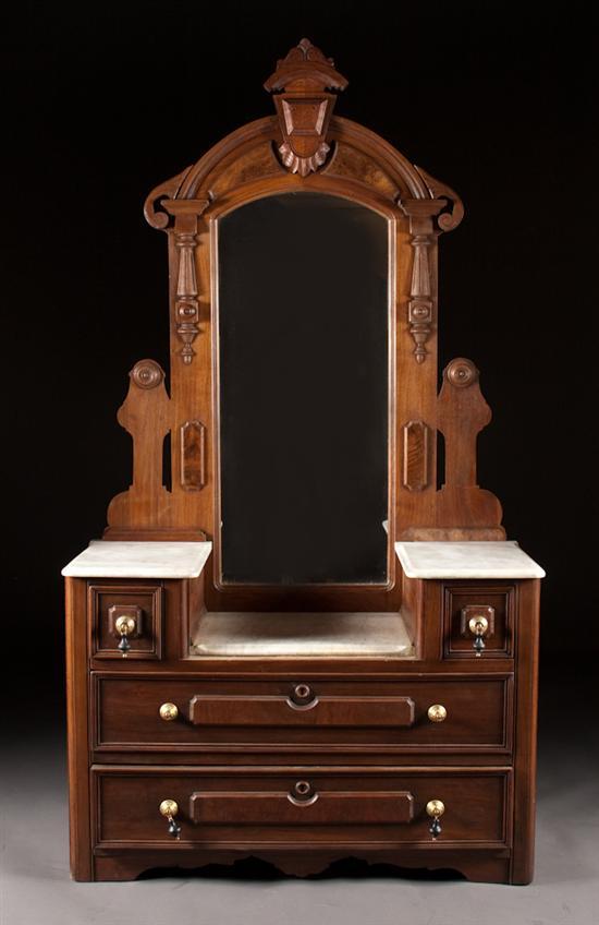 Appraisal: Victorian walnut marble top dresser with mirrored upright circa in