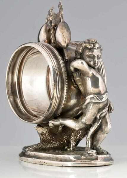 Appraisal: Cherub Figural Napkin Ring Cherub reaches for arrows in quiver