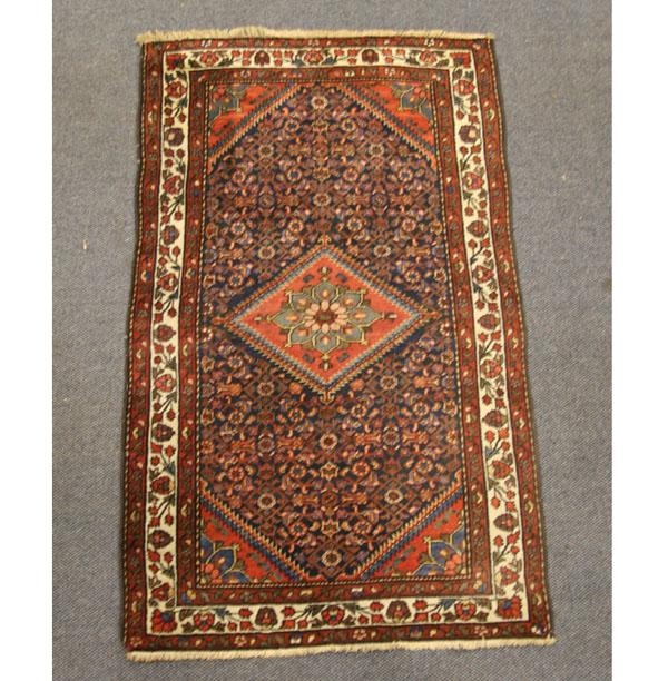 Appraisal: Persian Hamadan Oriental Rug x hand-made imported ca Navy blue