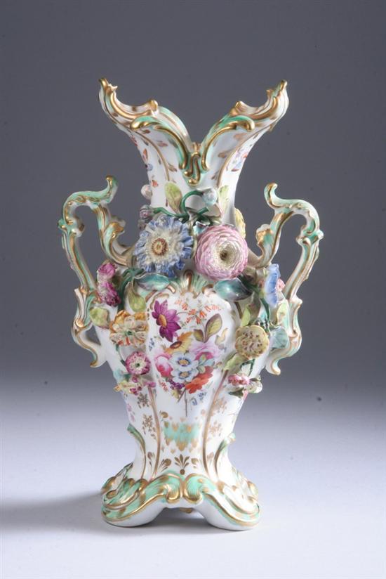 Appraisal: COALPORT PORCELAIN FLORAL ENCRUSTED VASE Circa Handpainted floral spray reserves