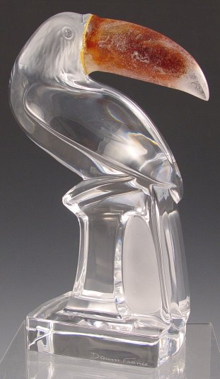 Appraisal: DAUM CRYSTAL AND PATE DE VERRE TOUCAN BIRD FIGURE Pate