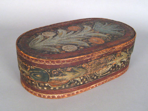 Appraisal: Continental painted bride's box th c with floral decoration h