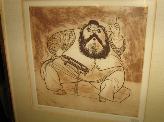 Appraisal: AL HIRSCHFELD Zero Mostel as Tevya Etching x inches full