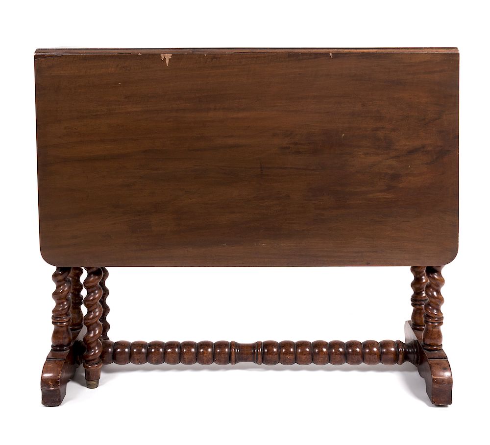 Appraisal: A Jacobean Style Mahogany Drop Leaf Trestle Table Height x