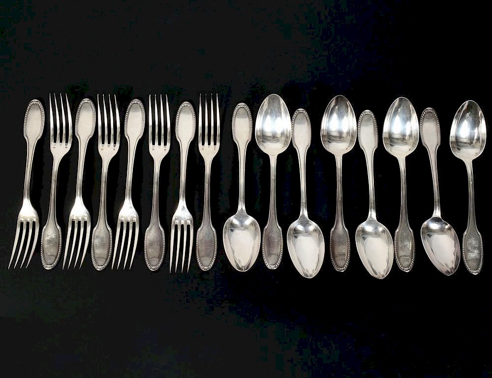 Appraisal: CHRISTOFLE SILVER PLATE PART FLATWARE SERVICE French th Century Stamped