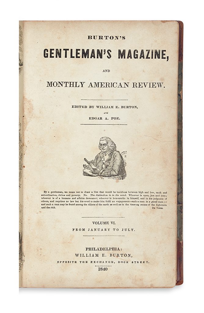 Appraisal: POE EDGAR ALLAN The Journal of Julius Rodman in Burton's