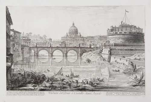 Appraisal: GIOVANNI B PIRANESI Veduta del Ponte e Castello Sant'Angelo Etching