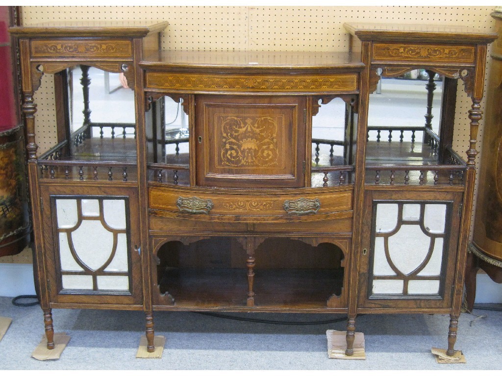 Appraisal: Late Victorian rosewood and inlaid side cabinet