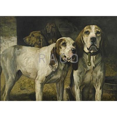 Appraisal: WINCHESTER REPEATING ARMS CO LITHOGRAPH Bear Dogs by Henry R