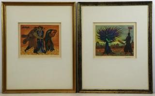 Appraisal: BRAUER Erich Two Color Aquatints Both pencil signed lower right