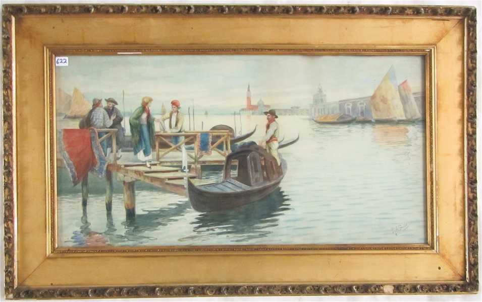 Appraisal: P J SANCTIS WATERCOLOR ON PAPER Italy th century Venice