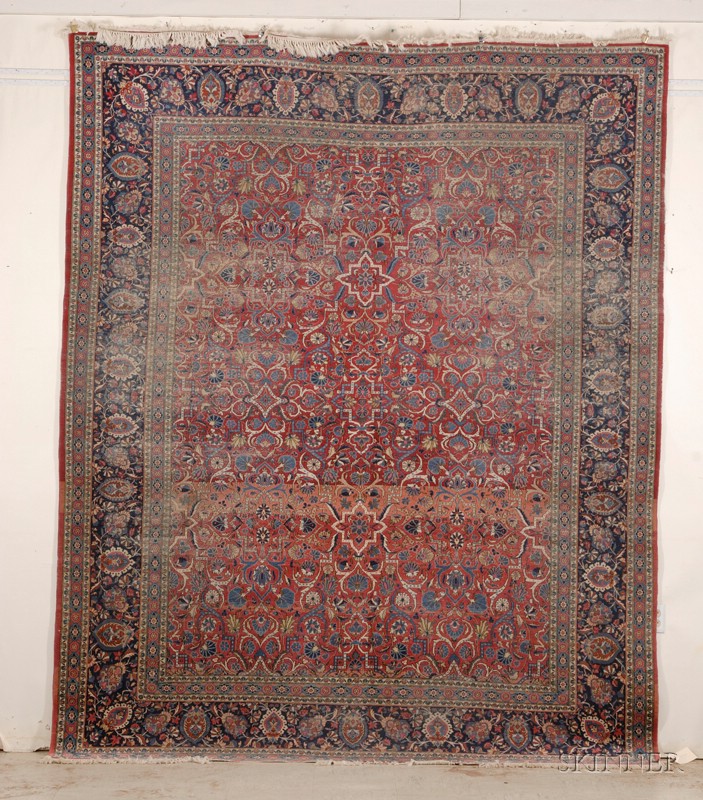 Appraisal: Kashan Carpet Central Persia early th century areas of wear