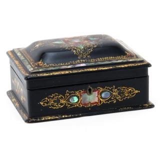 Appraisal: th Century English Black Lacquered and Mother of Pearl Inlaid