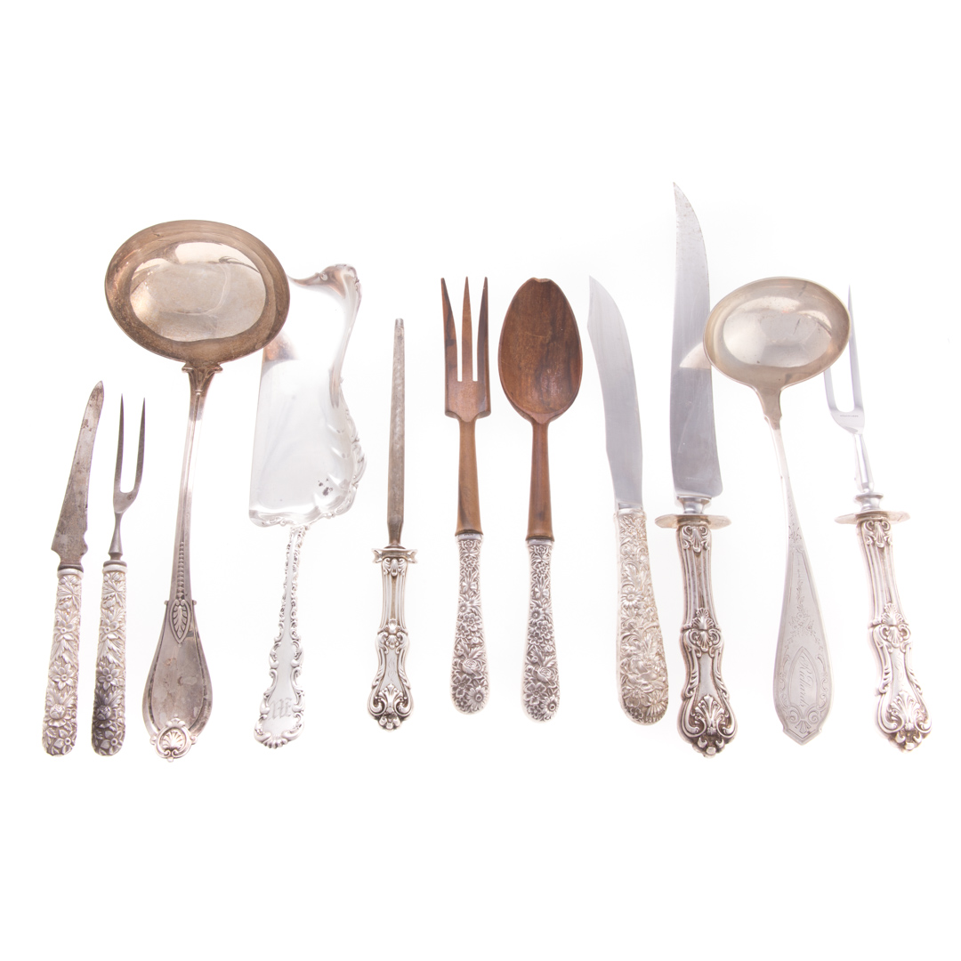 Appraisal: Collection sterling coin silver serving pieces items comprising sterling soup