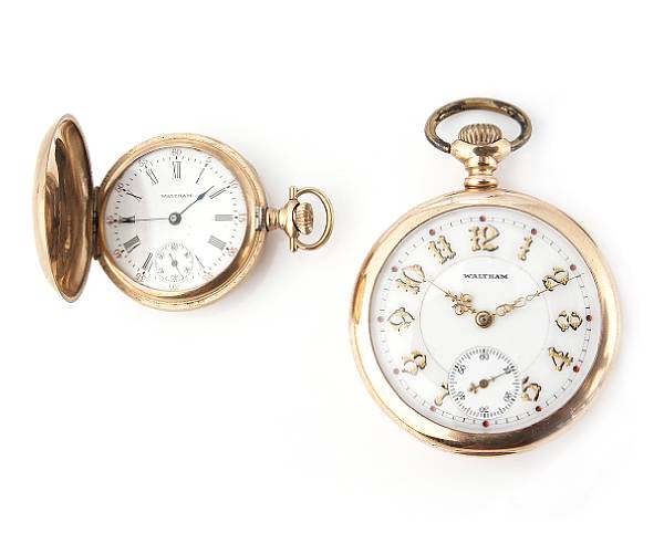 Appraisal: A collection of karat gold pocket watches with two chains