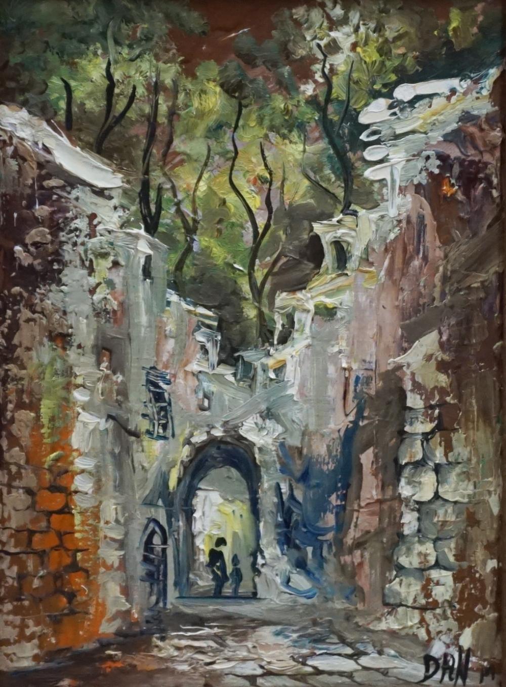 Appraisal: th Century School Walkway Signed DAN l r Oil on