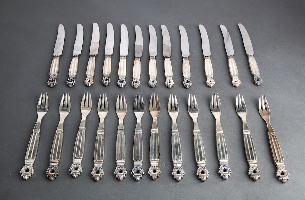 Appraisal: Georg Jensen Acorn Silver Flatware Georg Jensen Acorn pattern sterling