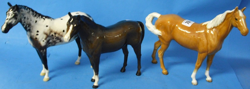 Appraisal: Beswick Palomino Swish Tail Horse ear restuck Appaloosa Stallion and