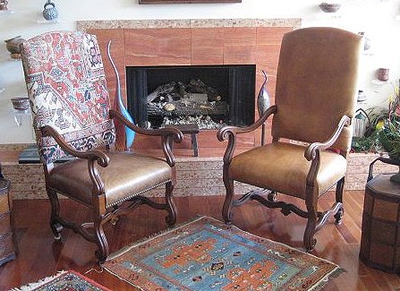 Appraisal: PAIR RALPH LAUREN POLO THRONE TYPE ARMCHAIRS One leather seat