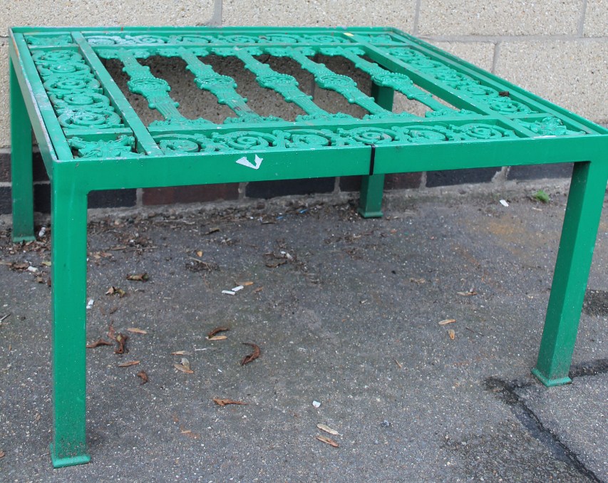 Appraisal: A thC Neo Classical style garden table in green painted