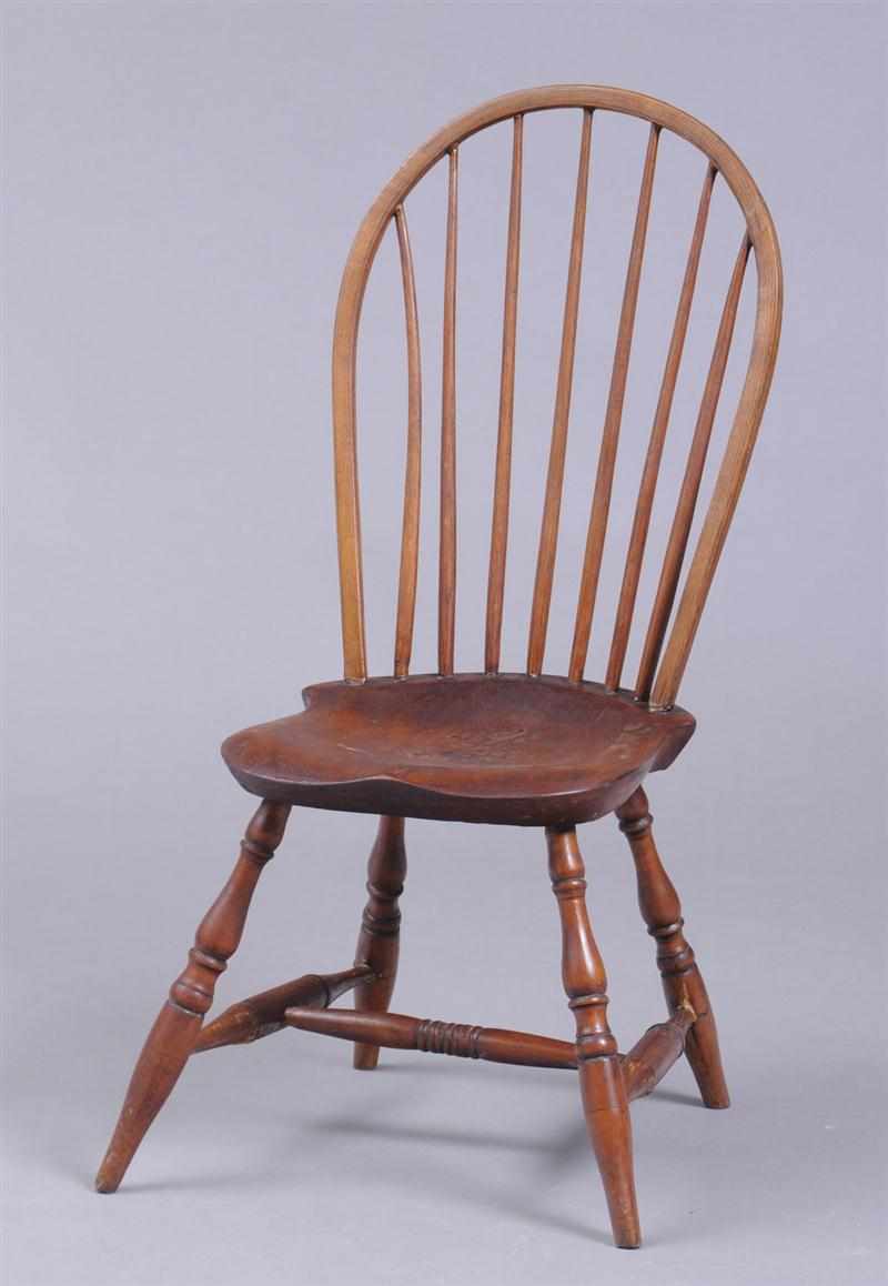 Appraisal: AMERICAN WINDSOR HICKORY AND PINE SIDE CHAIR The arched backrest