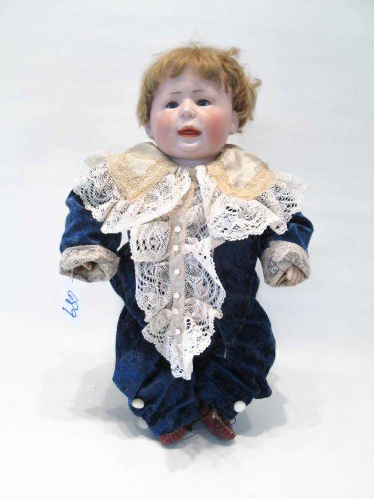 Appraisal: SIMON HALBIG BISQUE SOCKET HEAD FREDDIE DOLL with blond wig