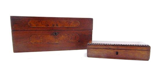 Appraisal: Two th C English boxes first large oblong work box