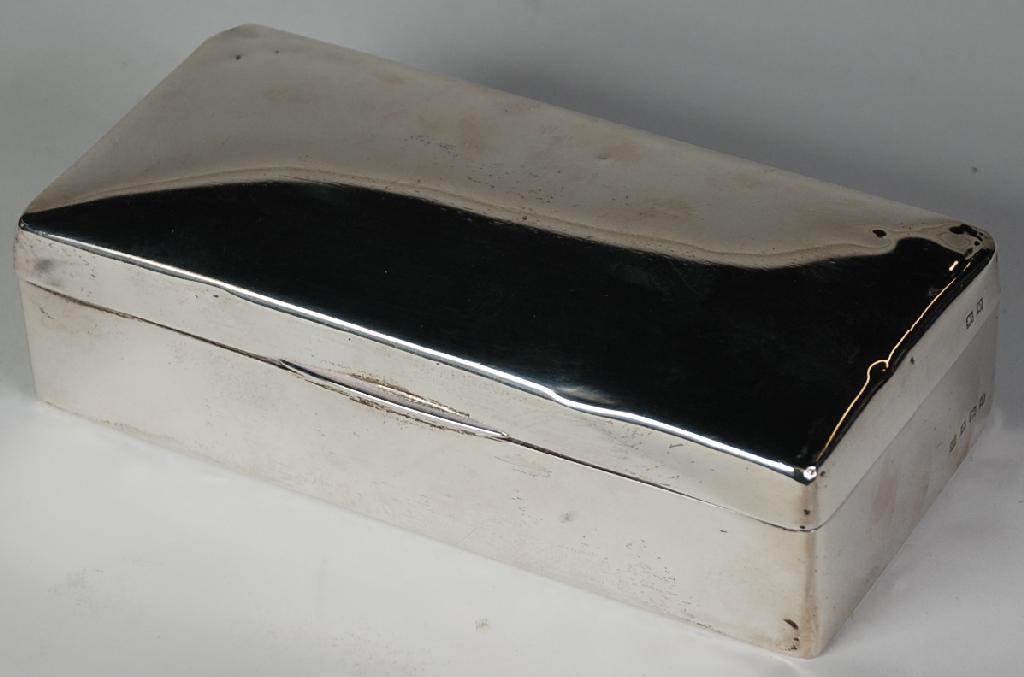 Appraisal: GEORGE V SILVER CLAD TABLE CIGARETTE BOX by A J