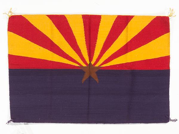 Appraisal: A Navajo weaving Depicting the Arizona state flag size approximately