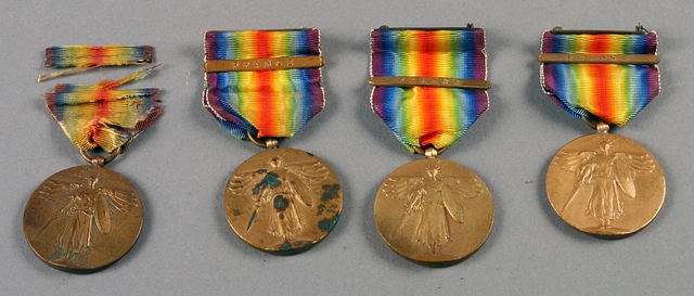 Appraisal: US service medals with bars one with tarnished planchet with