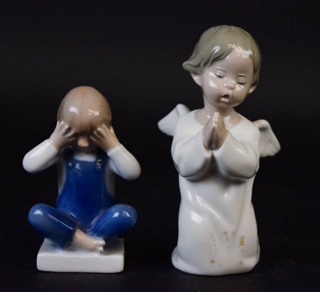 Appraisal: Lladro Royal Copenhagen Porcelain Figurines Lladro figurine Praying H Royal