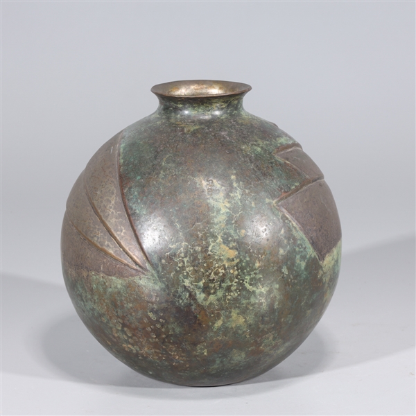 Appraisal: Early th century Art Deco bronze vase by Loys Houriet