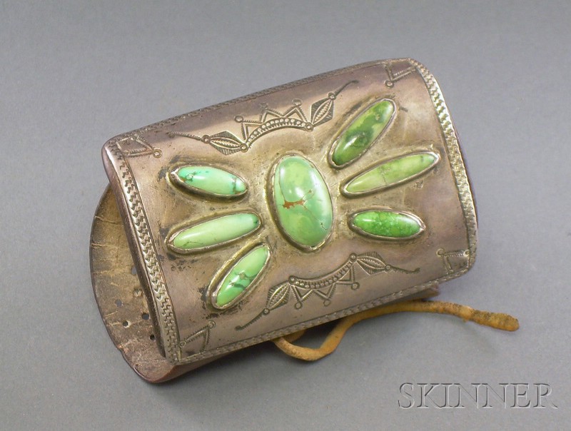 Appraisal: Southwest Silver Turquoise and Leather Ketoh Navajo c first half