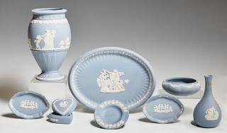 Appraisal: Group of Eight Pieces of Wedgwood Light Blue Jaspe Group