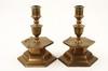 Appraisal: PAIR CANDLESTICKS - Flemish Bell Metal Mid-drip Candlesticks with -sided