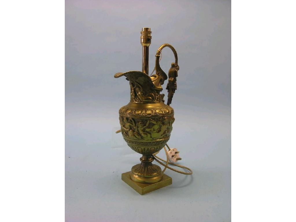 Appraisal: A th century cast brass ewer ancient form cast with