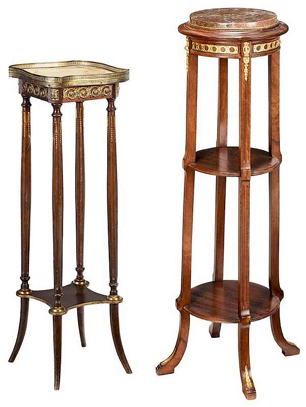 Appraisal: Two Bronze Mounted and Stone Top Plant Stands French th