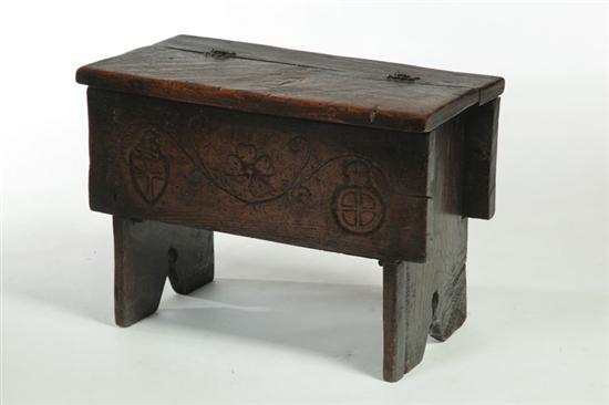 Appraisal: PUB BENCH Ireland th century oak Thick panels with cutout