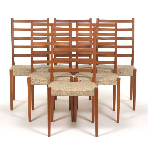 Appraisal: SET OF SIX VINTAGE TEAK DINING SIDE CHAIRS BY SVEGARDS