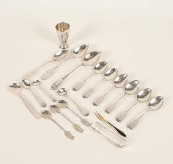 Appraisal: European sterling and silver flatware including six British sterling spoons