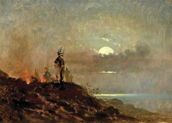 Appraisal: JULES TAVERNIER American - ''The Campfire'' c oil on canvas