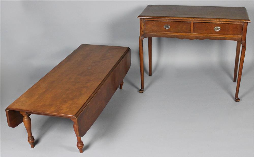 Appraisal: ETHAN ALLEN COFFEE TABLE WITH DROP LEAVES TOGETHER WITH A