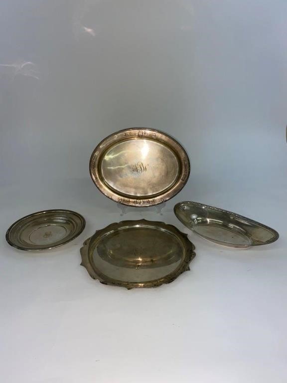 Appraisal: Sterling silver tableware to include a bread tray h x