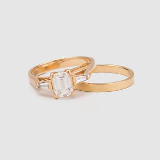 Appraisal: K Yellow Gold and Diamond Ring and Wedding Band K