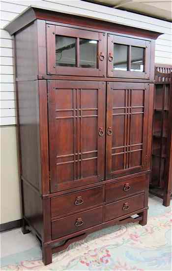 Appraisal: MISSION STYLE MAHOGANY TV ARMOIRE ON CHEST recent the front