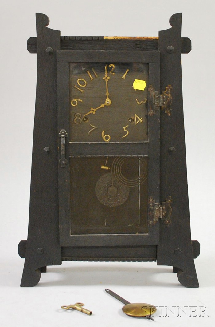 Appraisal: Arts Crafts Oak Mantel Clock William L Gilbert Connecticut with