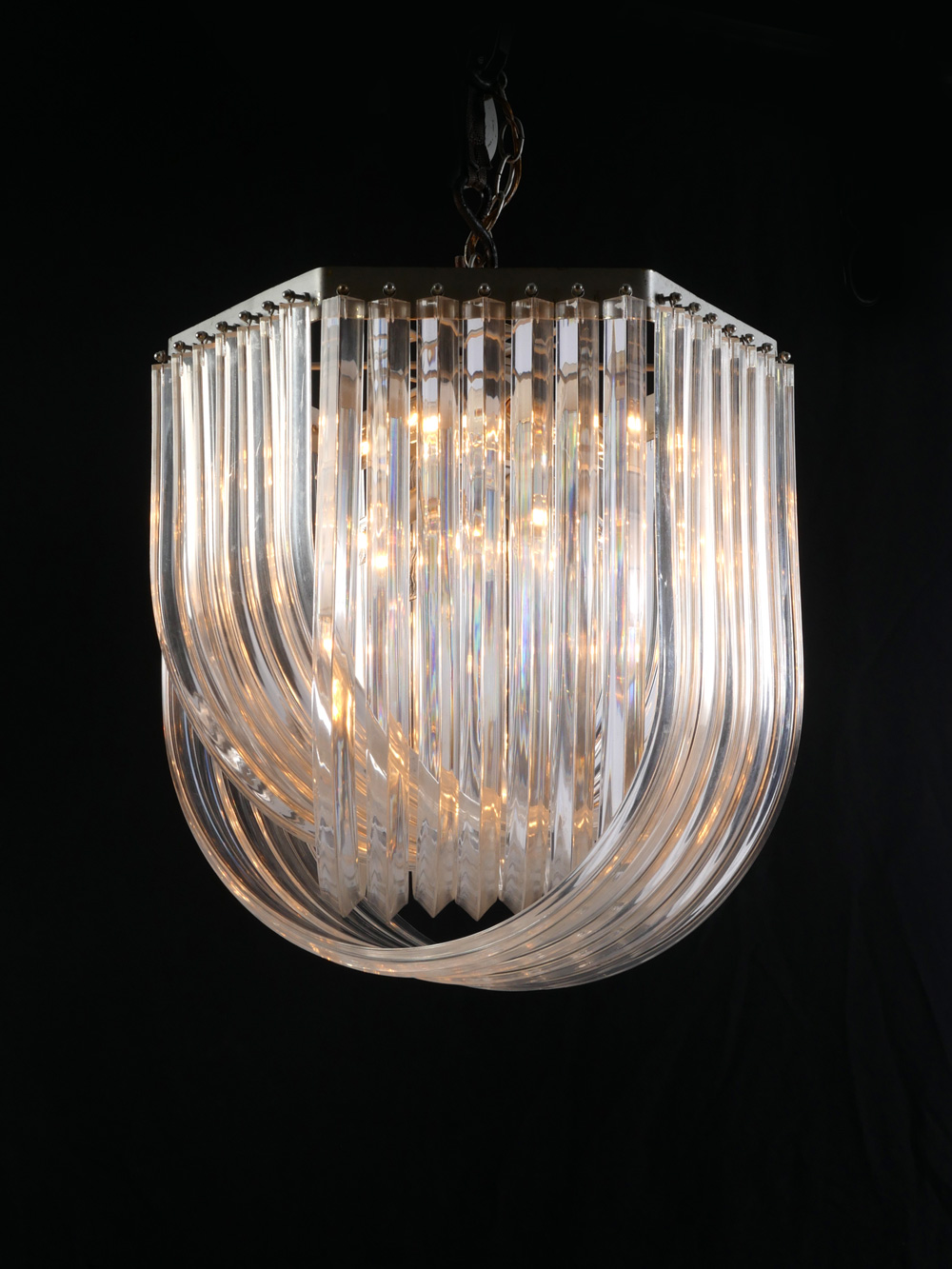 Appraisal: LUCITE ACRYLIC LIGHT CHANDELIER - Layered bent Lucite Acrylic prisms